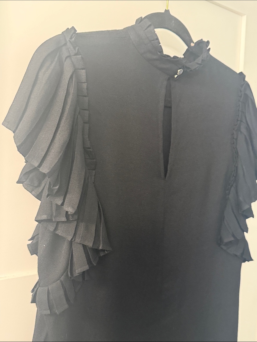 kate spade black ruffle-sleeve mock neck blouse - Picture 9 of 12